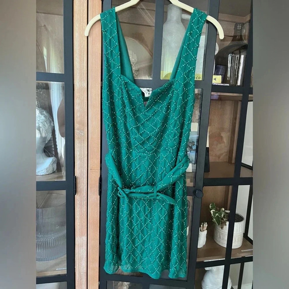 Show Me Your Mumu emerald mini sequin dress belt cocktail eras sparkly twilight - Picture 2 of 9